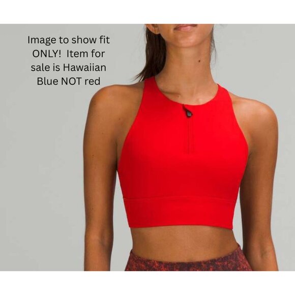Lululemon Energy High Neck Longline Zip Bra Sz 4 Hawaiian Blue NWT Discontinued - Picture 2 of 16